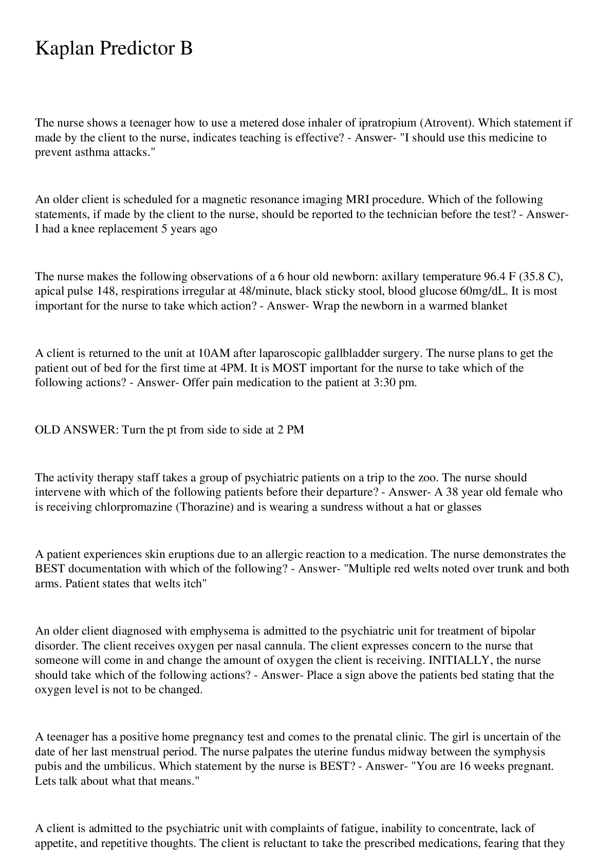 Preview image for Kaplan Predictor B 2022